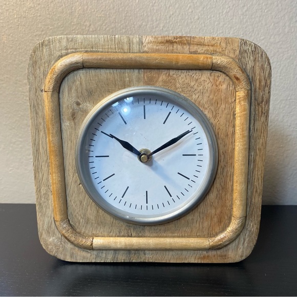 Other - Wooden Square Table Clock 7”x7”